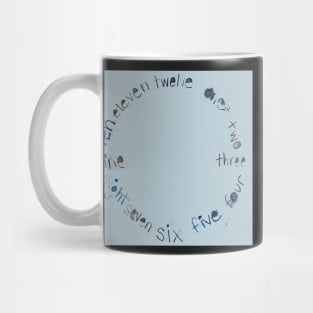 Blue Gray Clock with Numbers, original watercolor Mug